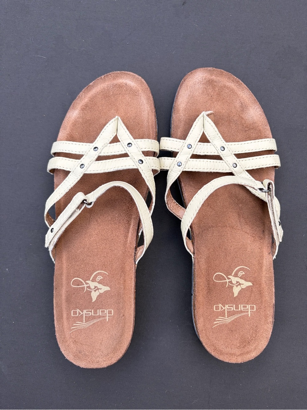 Dansko Women’s Beige Strappy Slide Sandals